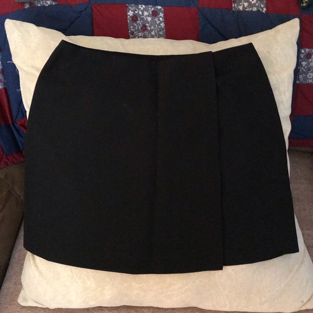 Black Polyester Wrap-around Mini Skirt